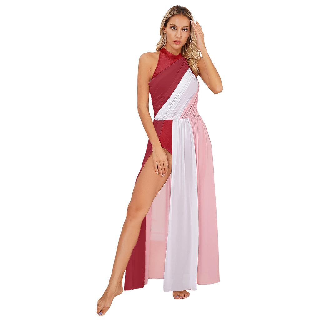 Vestido Elegante Maxi para Mulher com Decote Assimétrico e Cintura Marcada