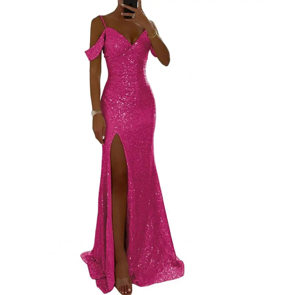 Vestido de Gala Elegance - Lantejoulas Premium com Decote em V