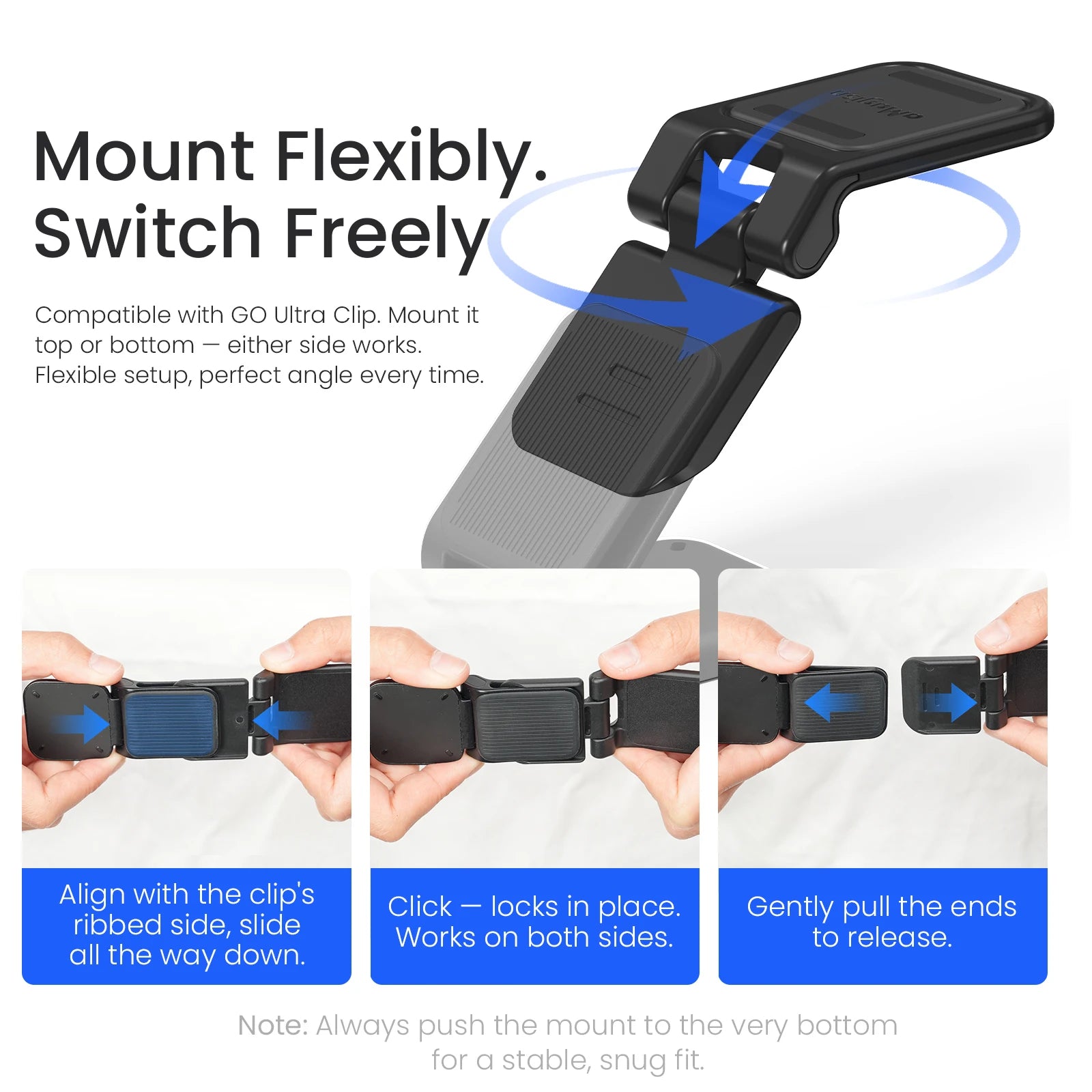 aMagisn GO Ultra Magnetic Easy Clip Mount Strong Magnet Bracket with Adjustable Angle for Vlogging Cycling for Insta360 GO Ultra