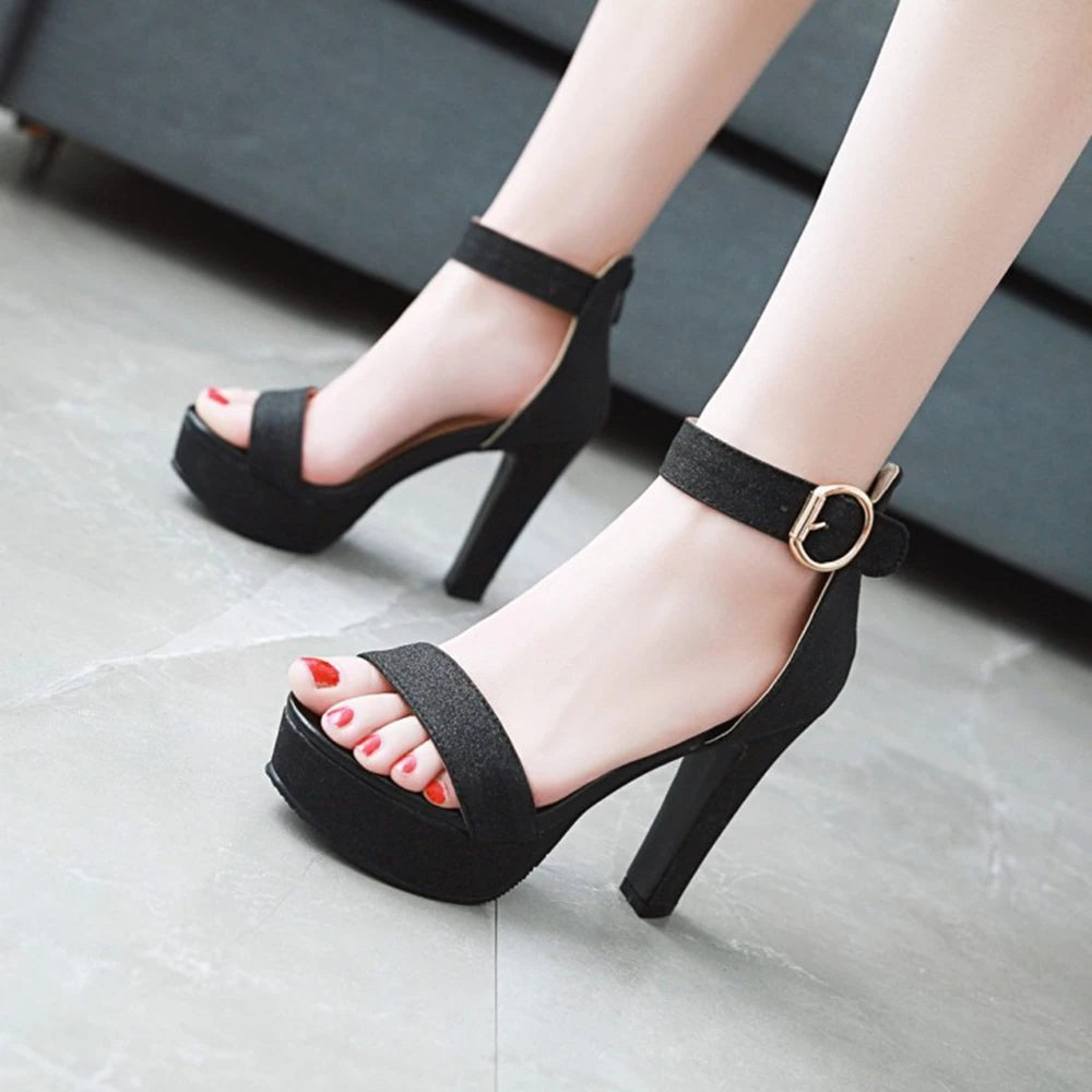 High Heels Sandals Women Fashion Open Toe Dress Bridal Shoes Banquet Party Ankle Buckle Work Clothes Pumps Platfrom Shoes 818