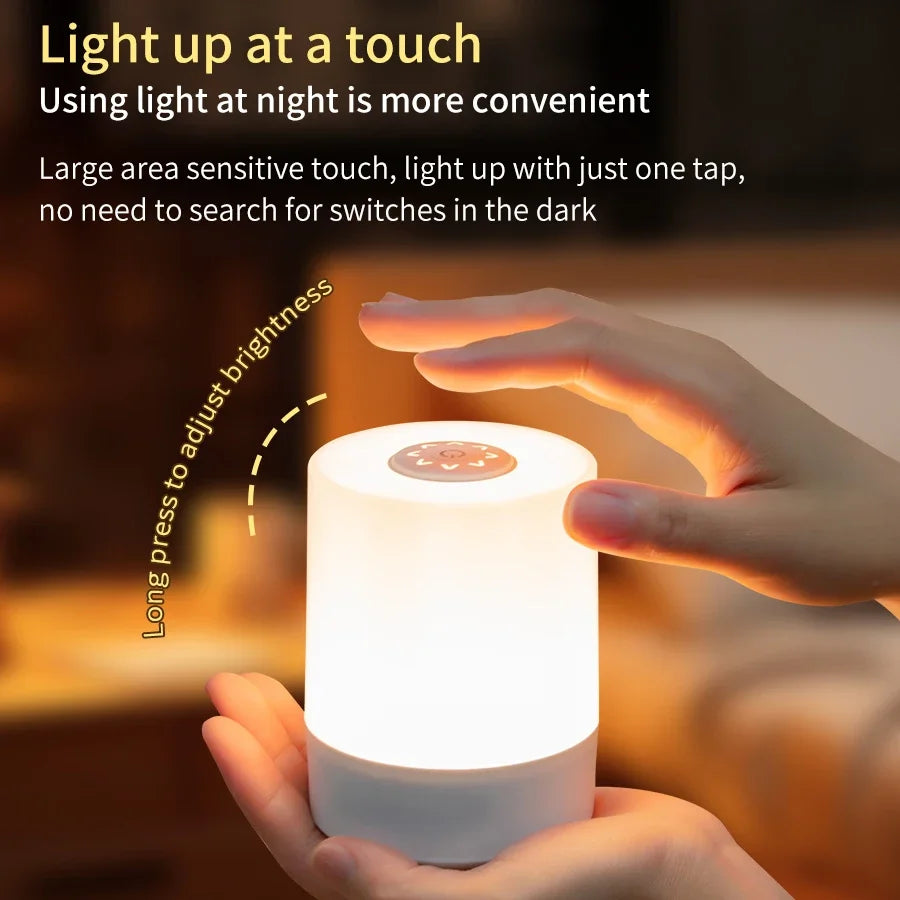Candeeiro LED Tátil Recarregável com Comando – Luz Ambiente para Quarto
