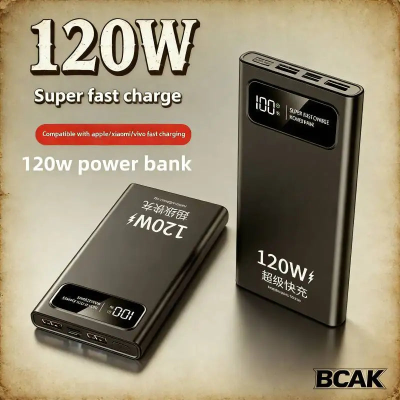 Power Bank BCAK 20.000 mAh 120W – Carregamento Rápido com Ecrã Digital