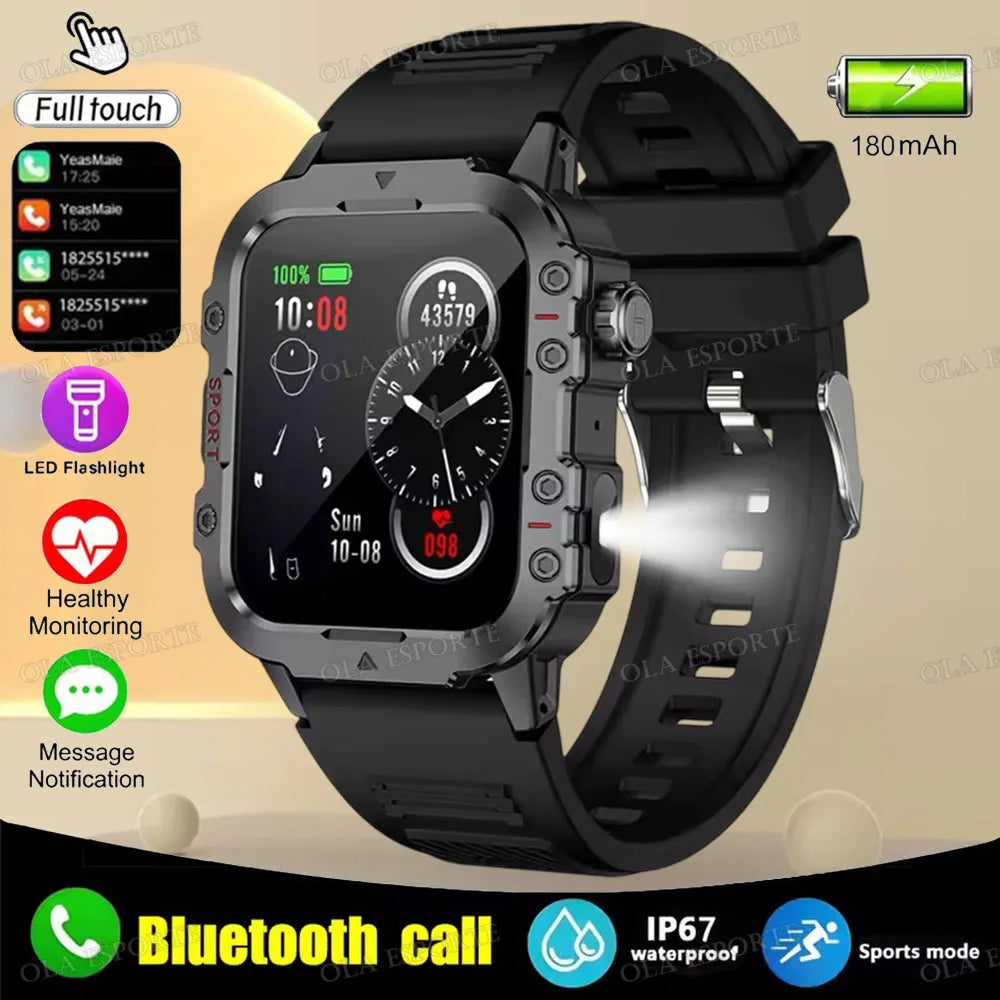 Smartwatch Militar Premium IP67 com Chamadas Bluetooth e Monitorização da Saúde