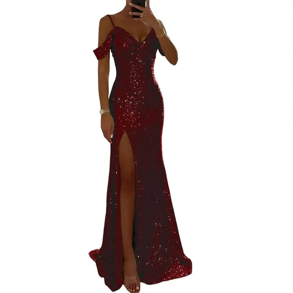 Vestido de Gala Elegance - Lantejoulas Premium com Decote em V