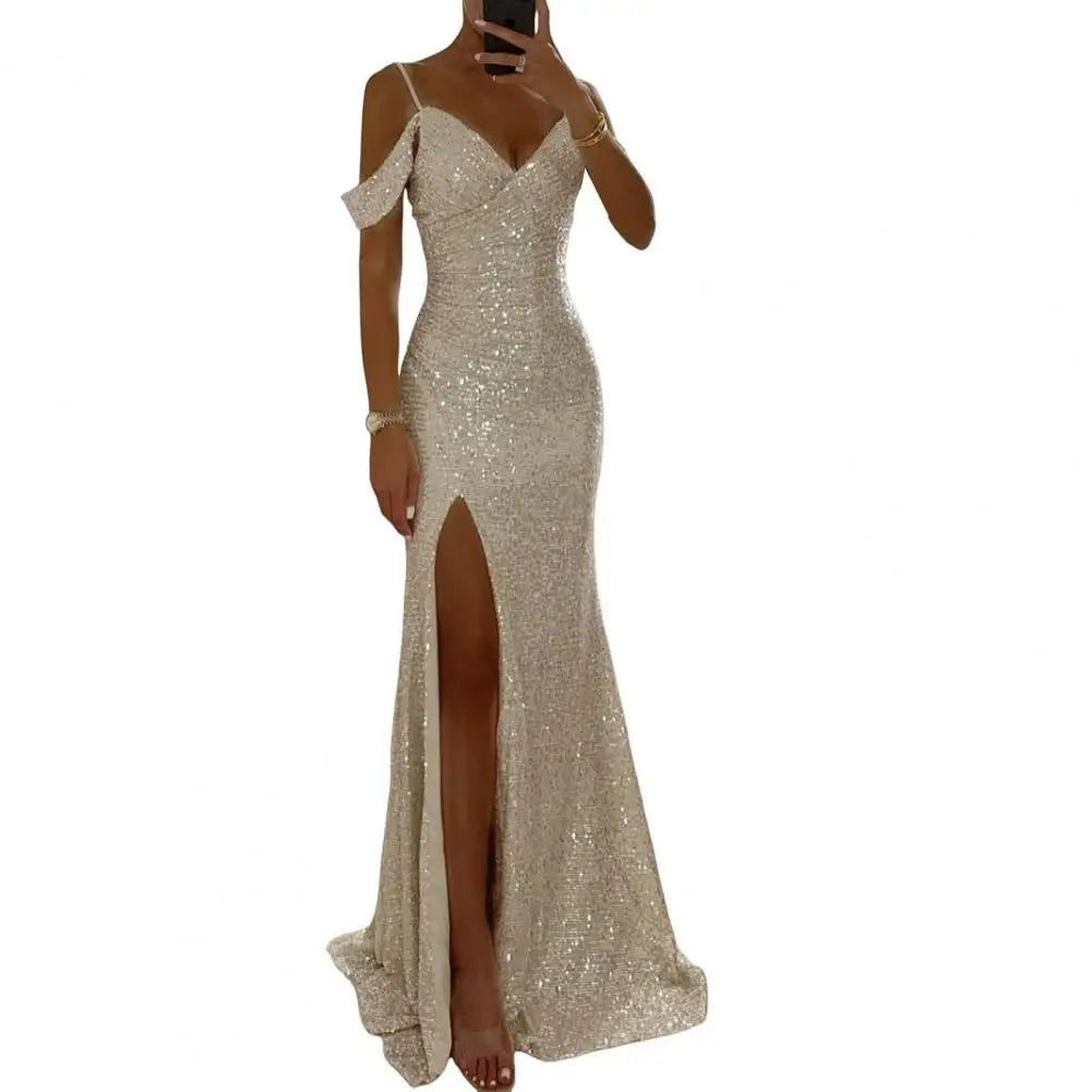 Vestido de Gala Elegance - Lantejoulas Premium com Decote em V