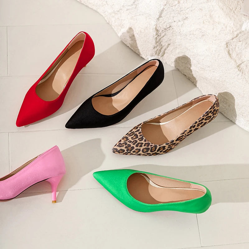 Pointed Toe Low Heel High Heel Shoes Leopard Print Pink Green Black Red Green Women's Shoes Cheap Clearance Sale Elegant Sexy Spring and Autumn New Designer Y2K Style Party Picks Girls' Gifts Charming Fashion White Tow