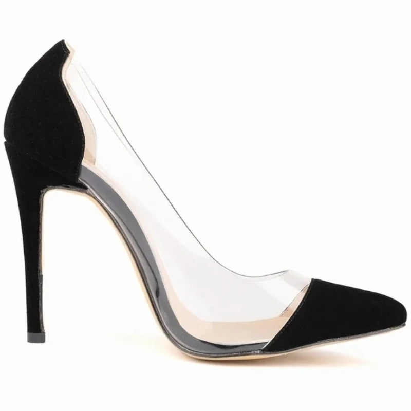 New Women High Heels Sexy Pumps Pointed Toes Transparent Ladies Single Thin Heel Stilettos Party Dress Wedding Shoes Plus Size
