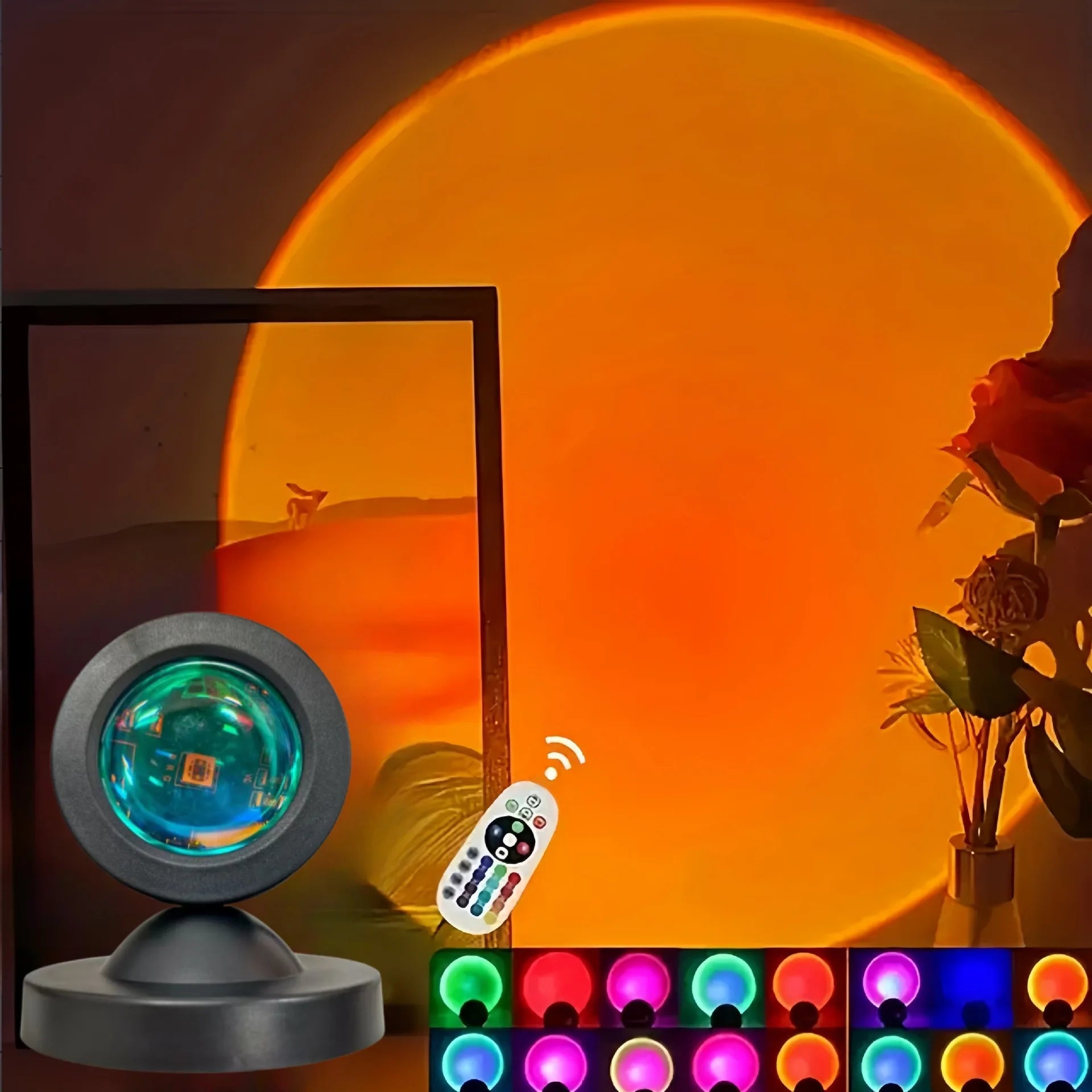 Projetor LED Sunset RGB com Comando – Luz Ambiente Multicolor para Decoração