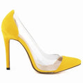 New Women High Heels Sexy Pumps Pointed Toes Transparent Ladies Single Thin Heel Stilettos Party Dress Wedding Shoes Plus Size