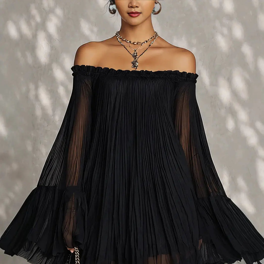 Vestido Curto Elegante Ombros Descobertos