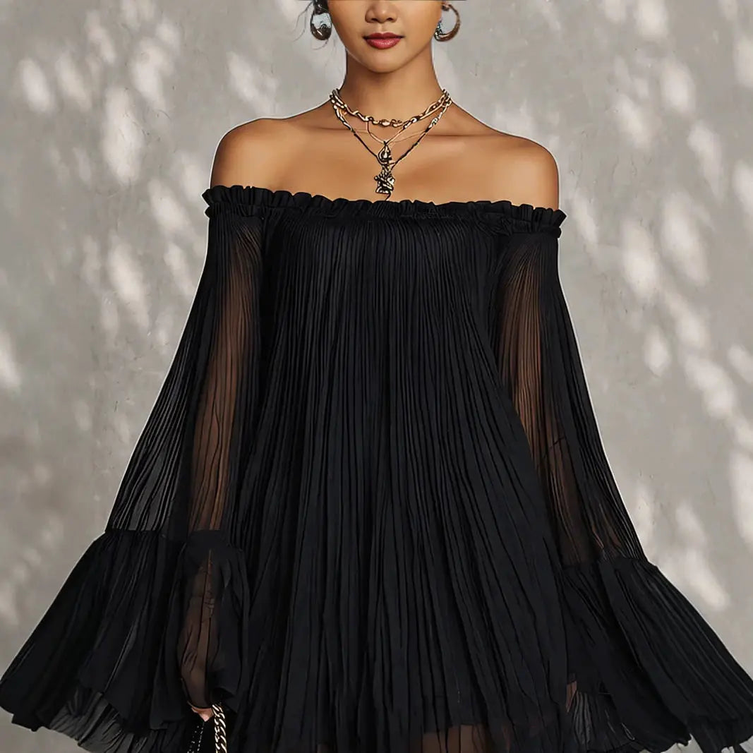 Vestido Curto Elegante Ombros Descobertos