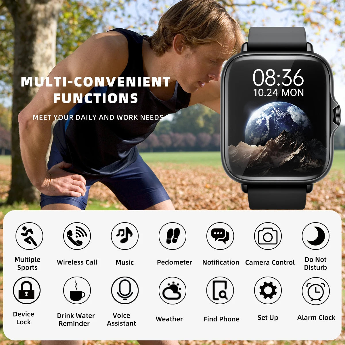 Smartwatch 1,83” com Chamadas Bluetooth e Resistência à Água