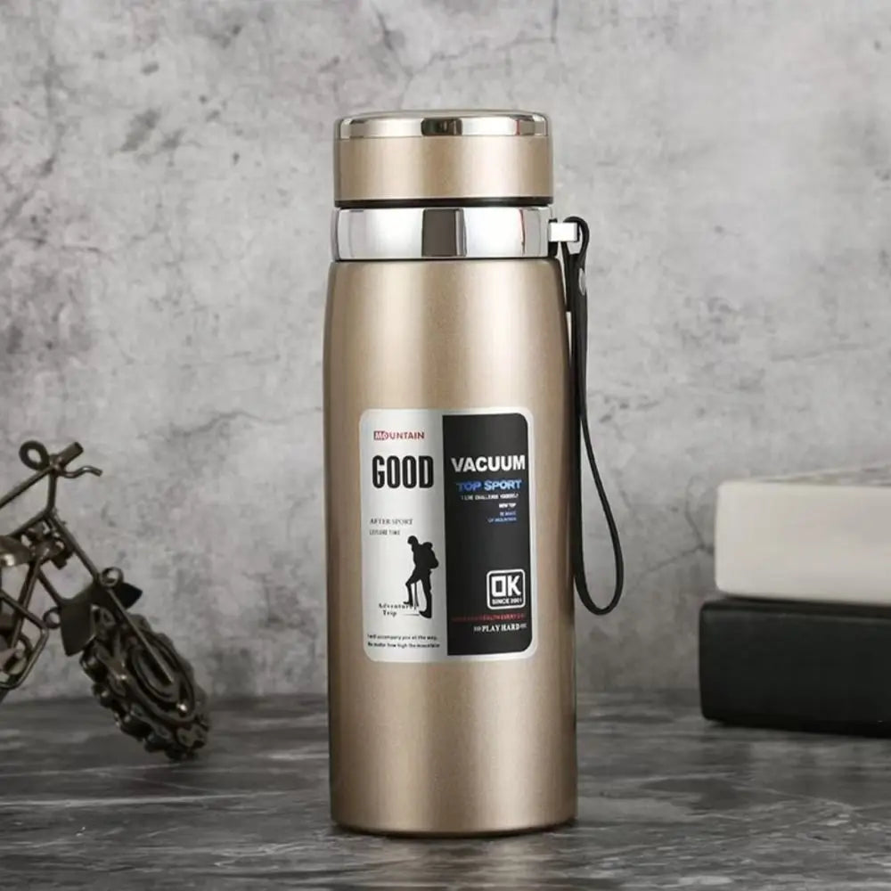 800/1000ml Sports Thermos Bottle Large Capacity Stainless Steel Insulated Water Bottle with Hanging Rope Leak Proof